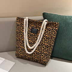 Leopard Pattern Zipper Tote Bag for Women