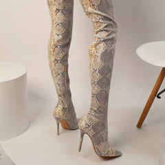 Stiletto Heeled Boots Pointed Toe Side Zipper High Boots