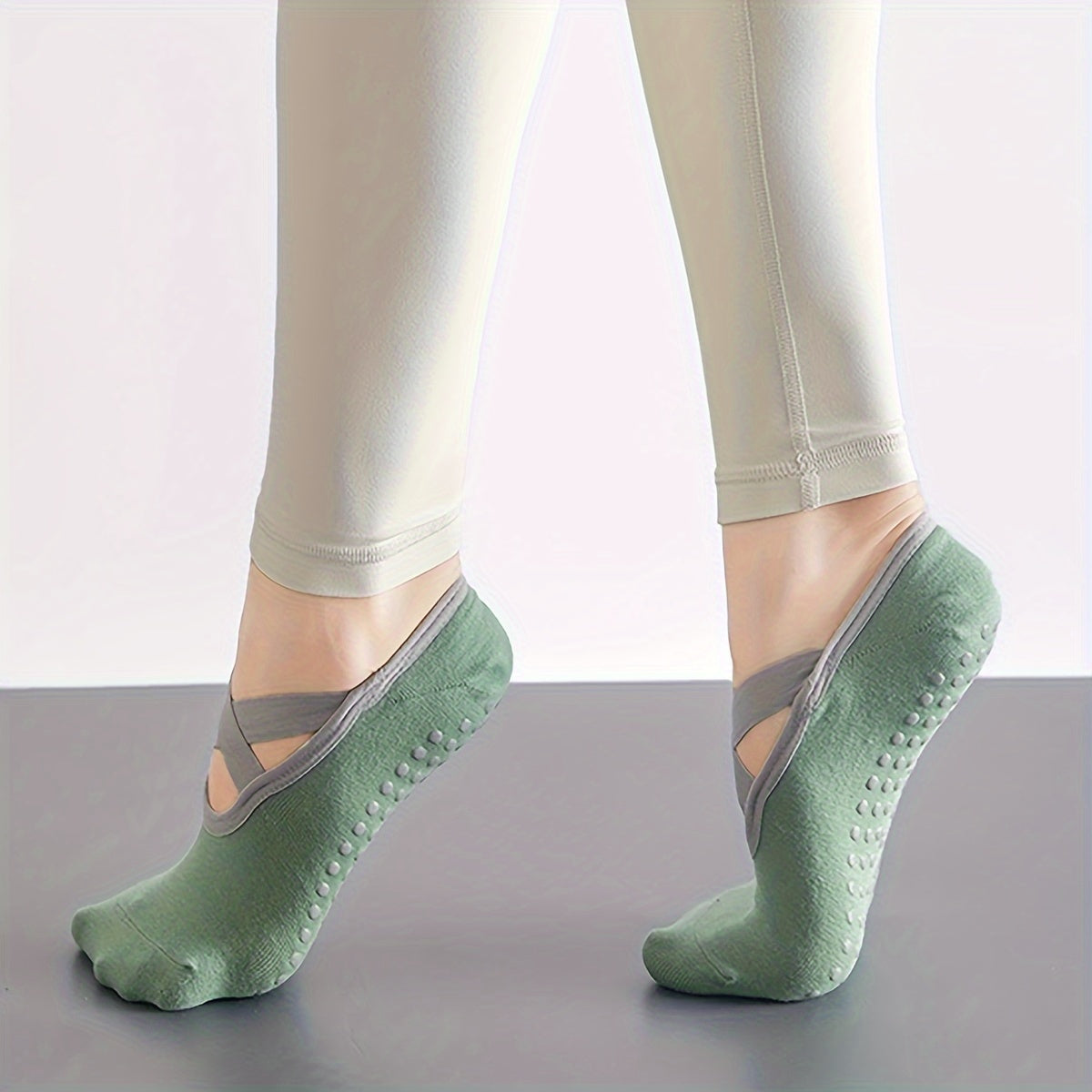 Non Slip Yoga Socks with Extra Grips and Cross Strap