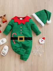 Cute Christmas Baby Jumpsuit Hat Set