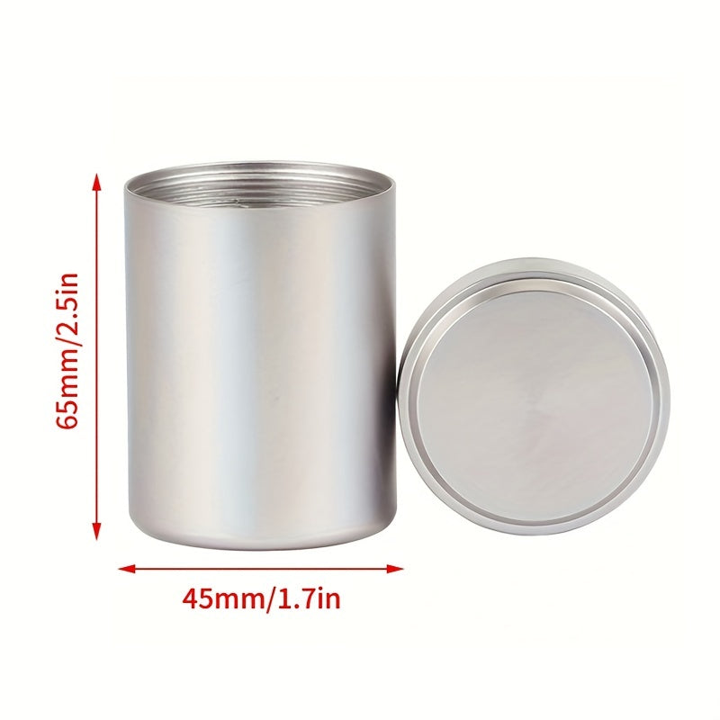 Silvery Airtight Aluminum Herb Stash Metal Sealed Can Tea Jar