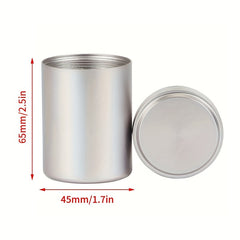 Silvery Airtight Aluminum Herb Stash Metal Sealed Can Tea Jar