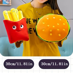 Hamburger & Fries Plush Toy Set, Fully Filled