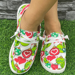 Women's Love Heart Slip On Shoes Flat Skateboard Lightweight Walking Shoes