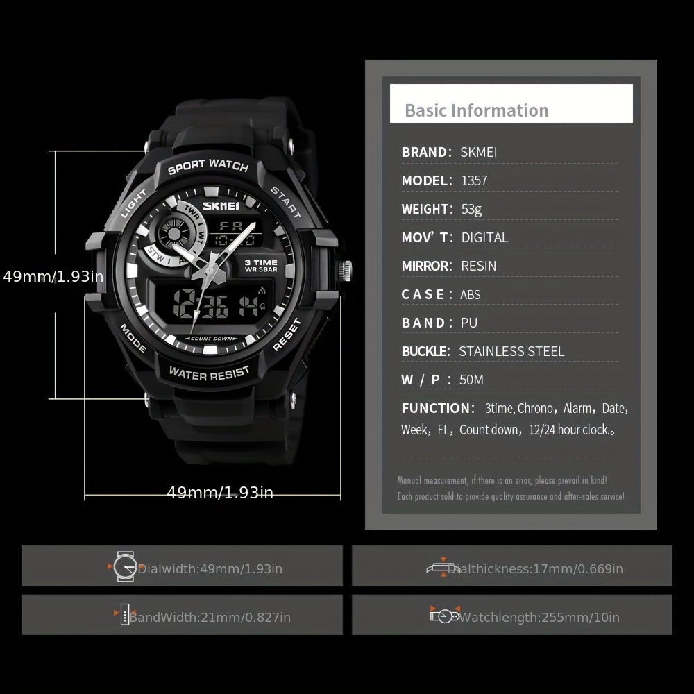 Round Digital Watch With Silicone Band Waterproof Sporty Style