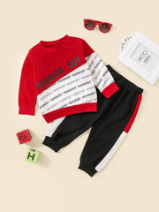 Autumn Winter Long sleeved Round Neck Letters FASHIONBOY Boys Trousers Suit