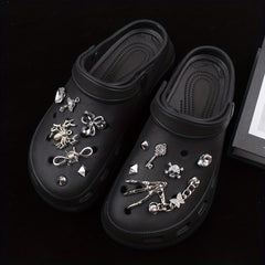 Punk Hole Shoe Accessories Rhinestone Spider Shoes Flower 14pcs