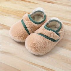Warm Furry House Shoes For Baby Girls Non-Slip Soft Bottom Shoes