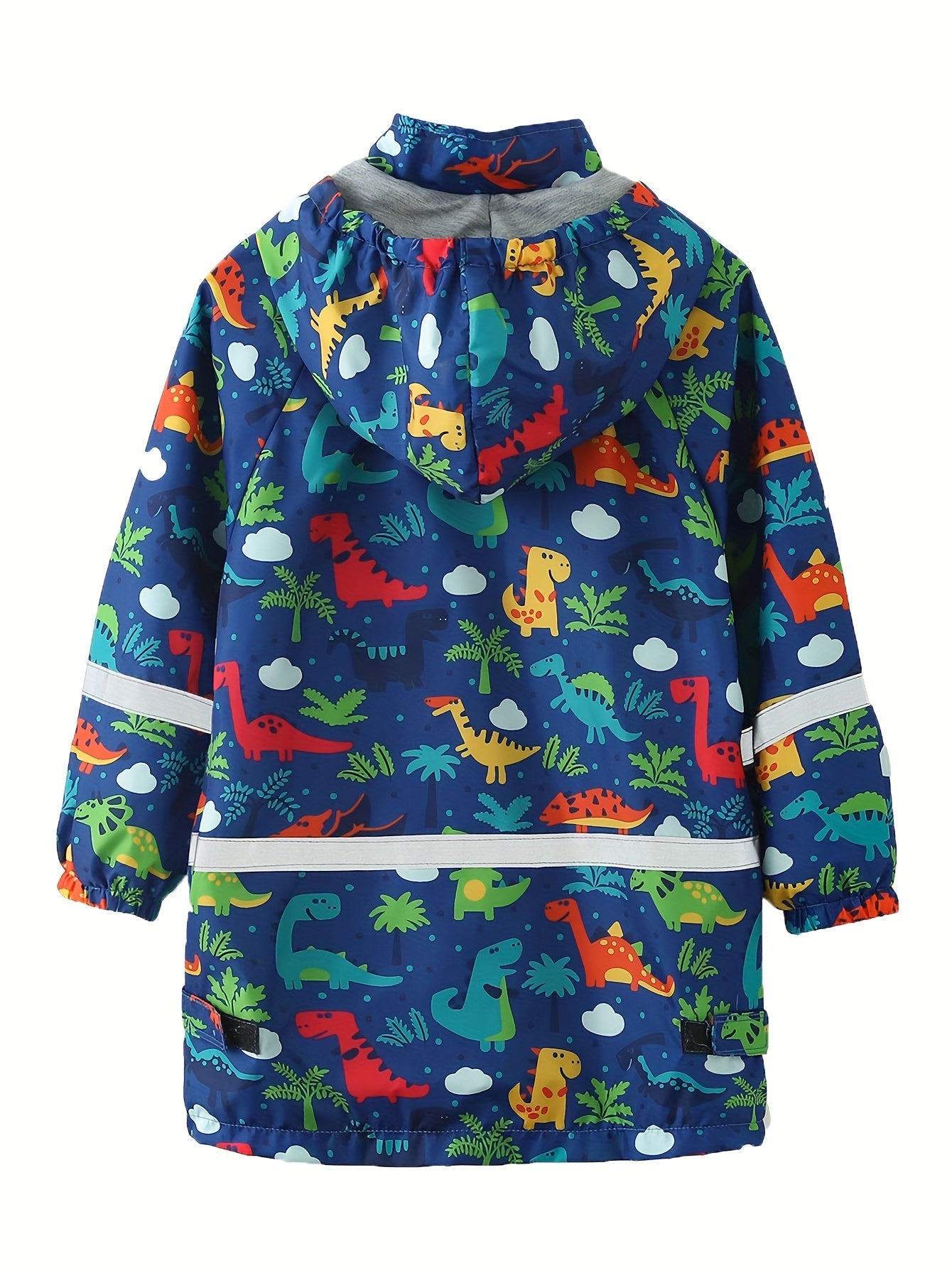 Boys Cartoon Print Rain Jacket Hooded Lightweight Waterproof Windbreaker