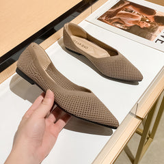 Women's Pointed Toe Flat Shoes Slip on Breathable Solid Anti Slip Casual Shoes