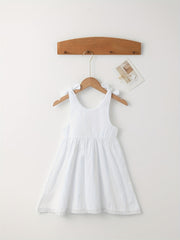 Sweet Suspender Dress with Lace Trim for Baby Girl