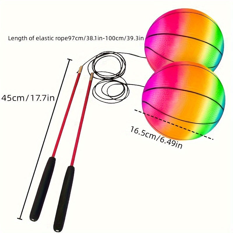 Inflatable Yoga Rainbow Balls With Handle for Body Building