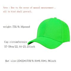 Hip Hop Fluorescent Baseball Cap Green Lightweight Dad Hats Unisex