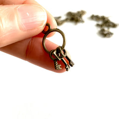 3pcs Bronze Key Charms 13mm Pendant Dollhouse DIY Crafts 1:6 Scale Accessories