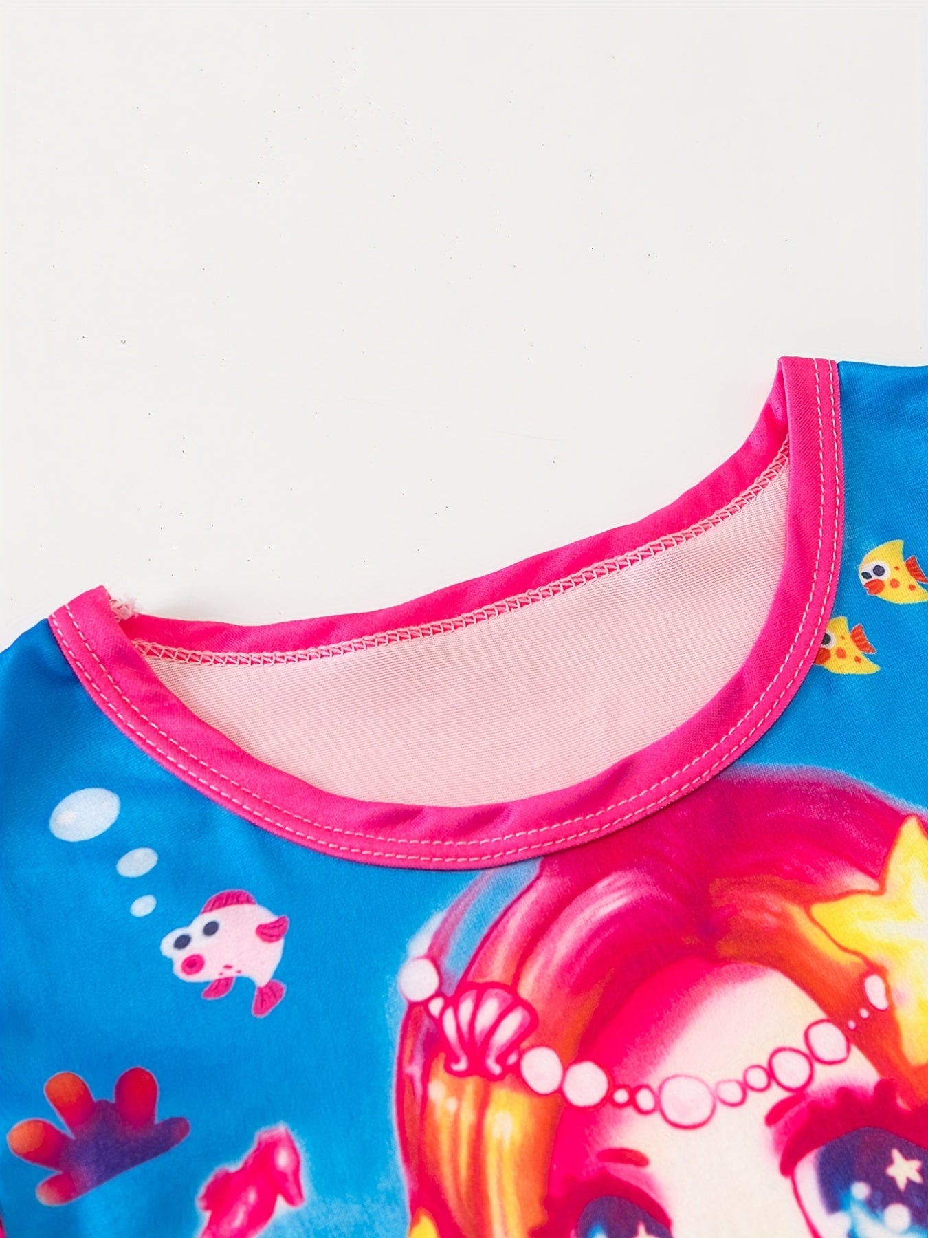 Anime Mermaid Print Sleeveless Ruffle Nightdress for Girls
