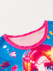 Anime Mermaid Print Sleeveless Ruffle Nightdress for Girls