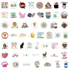 120pcs Knitting Vinyl Stickers Scrapbooking Stickers Water Bottle Laptop