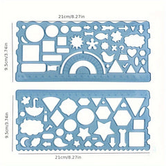 2pcs Geometric Drawing Ruler Set Student Painting Rule Learning Supplies