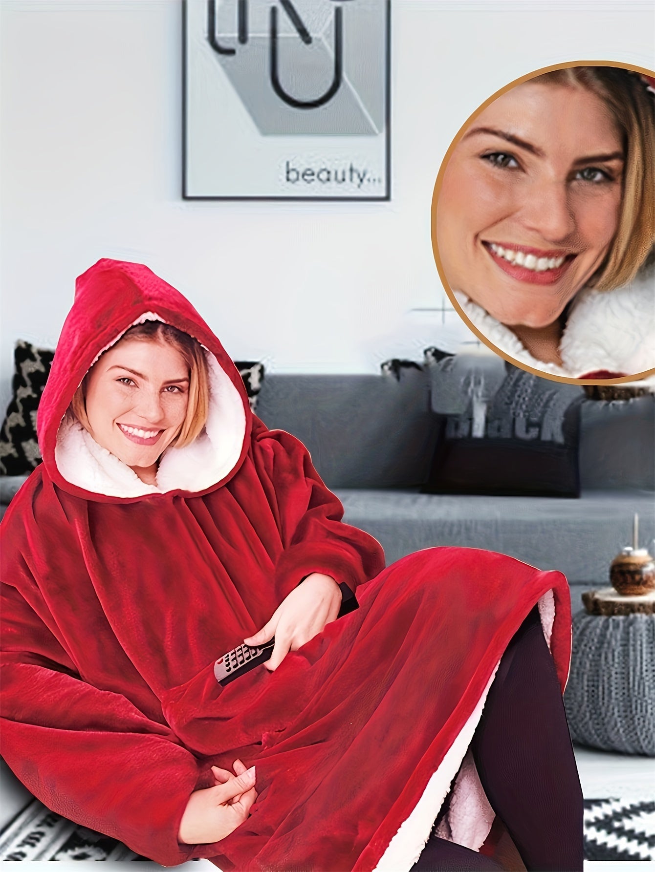 Fleece Cozy Warm Hooded Nightgown with Pockets