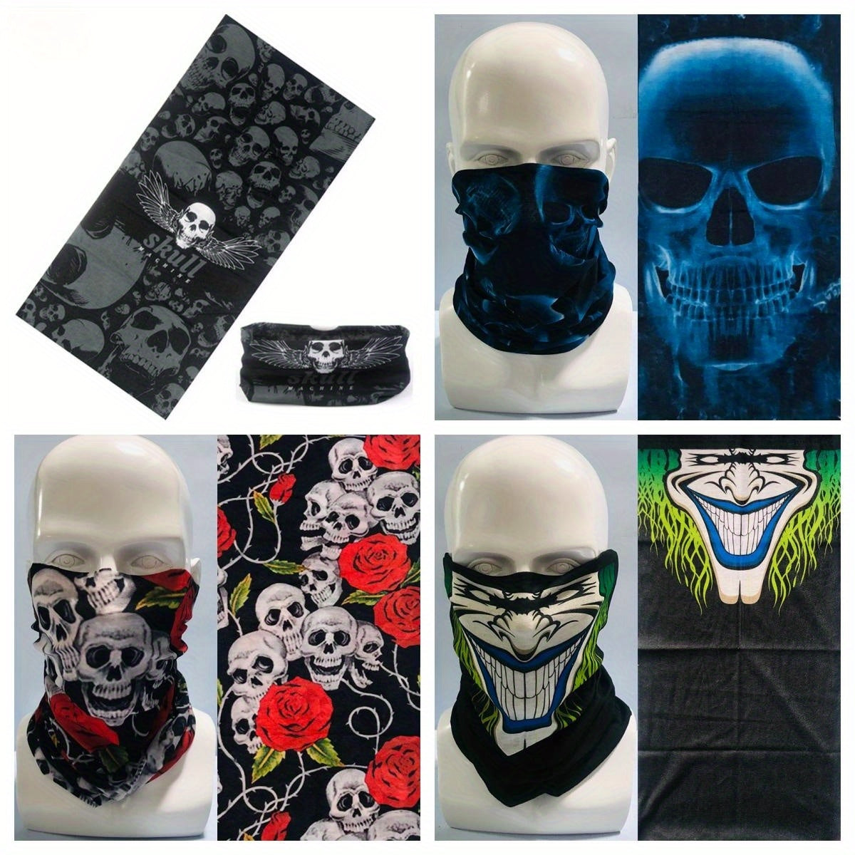 4PCS Halloween Multifunctional Magic Bandana Riding Mask Props
