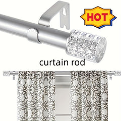 Heavy Duty Silver Curtain Rod, 2" Diameter, Adjustable Modern Drapery Rod