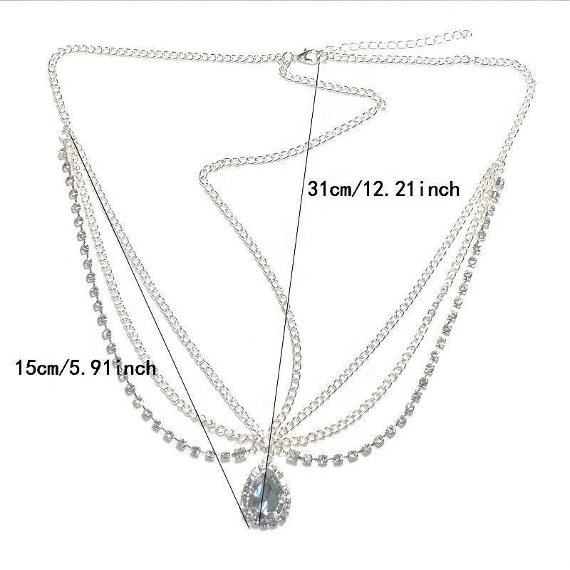Crystal Head Chain Bride Headdress Pendant Accessory for Women