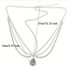 Crystal Head Chain Bride Headdress Pendant Accessory for Women