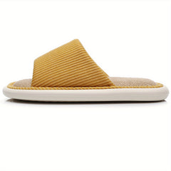 Women's Open Toe Linen Slippers Soft Sole Slip On Shoes