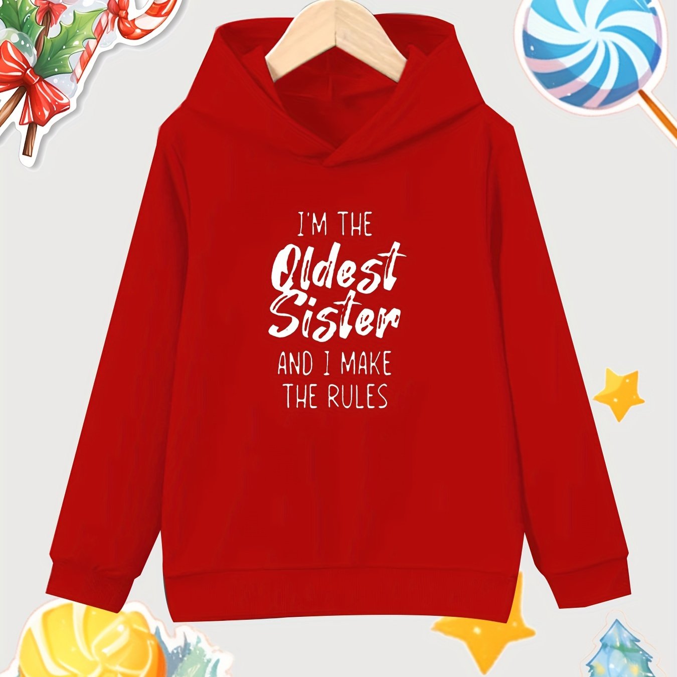 Oldest Sister Rules Hooded Sweatshirt for Girls