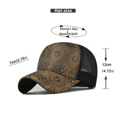 Men's Letter Print Baseball Cap Mesh Hip Hop Trucker Sun Hat