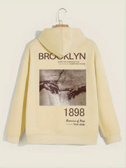 Graphic Print Kangaroo Pocket Hoodie Long Sleeve Hoodies