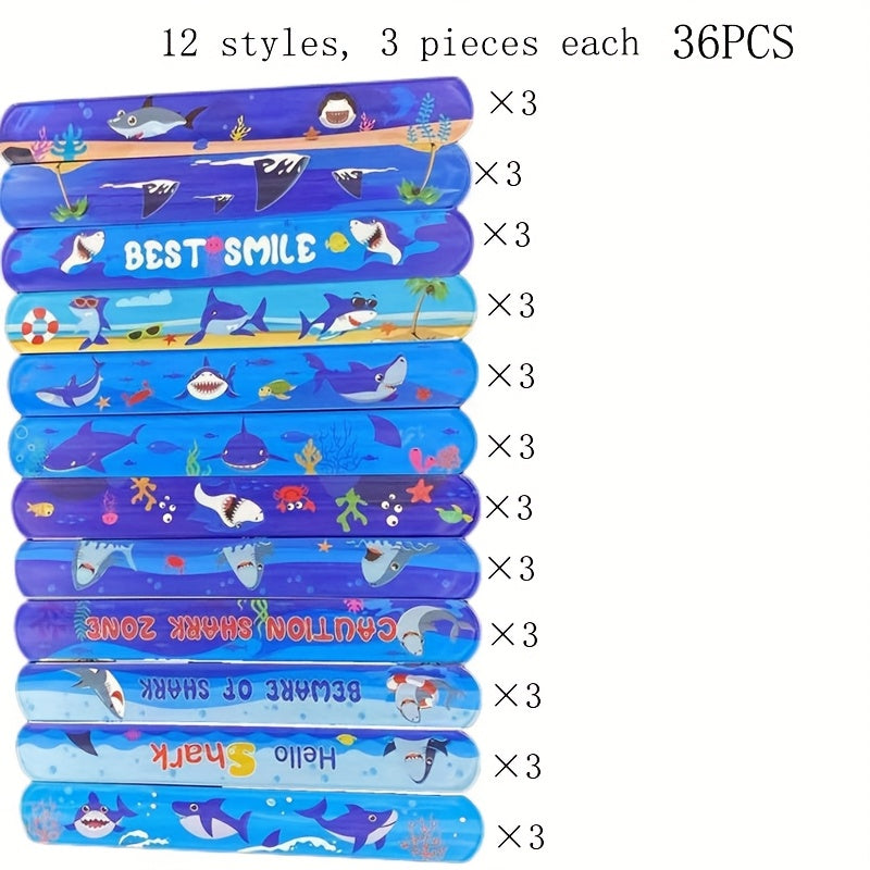 36pcs Shark Slap Bracelet Underwater Party Bracelets Shark Birthday Party Favor