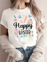 Easter Graphic Casual Sports T-shirt Short Sleeves Women's Activewear
