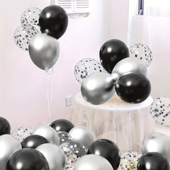 61pcs Silvery Balloons Confetti Set Matte Metallic Latex Balloon for Party