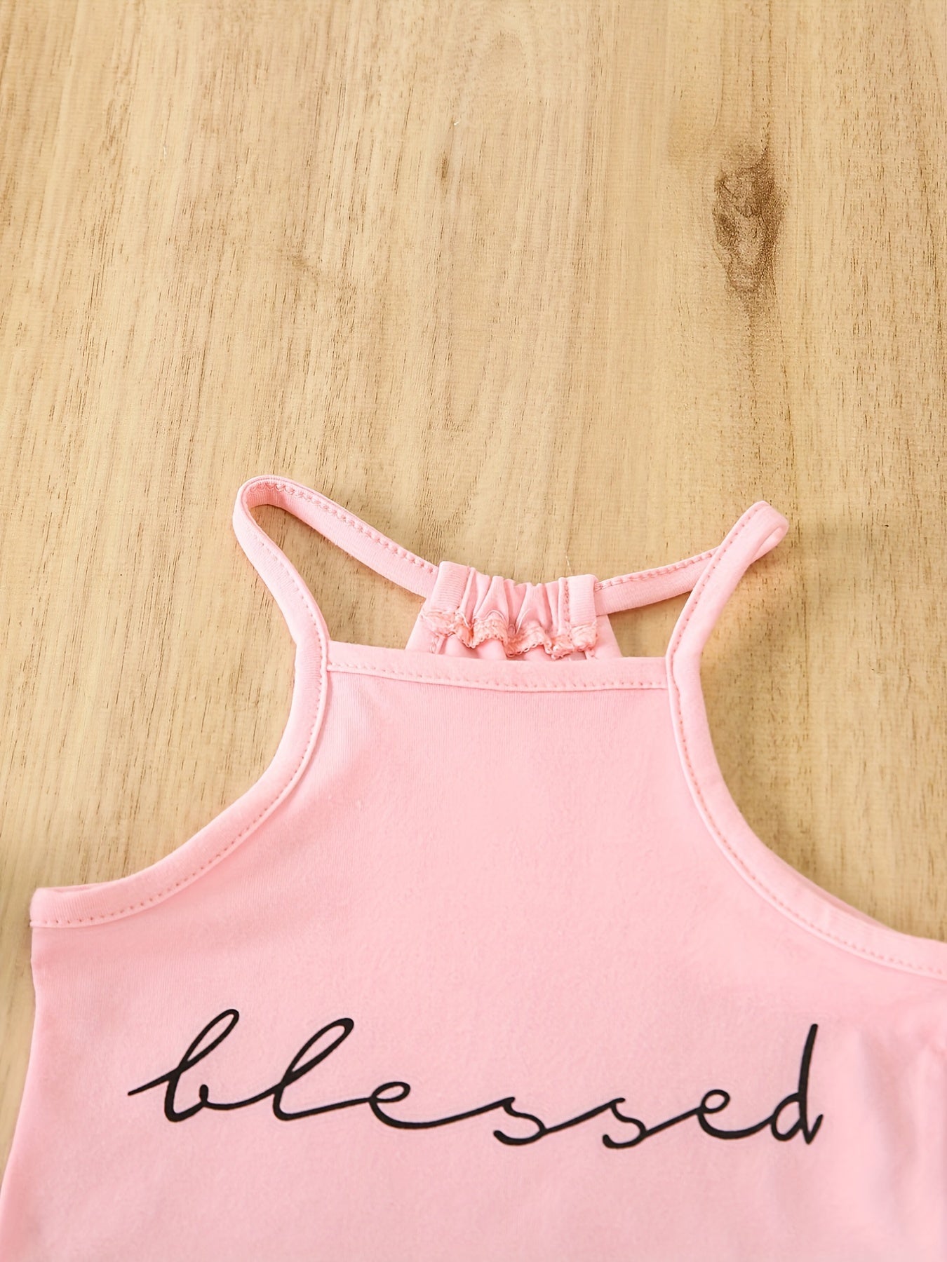 Girls Letter Halter Top & Camouflage Cargo Pant Set Summer Clothes