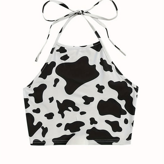 Dalmatian Print Halter Crop Top for Summer