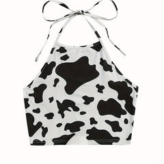 Dalmatian Print Halter Crop Top for Summer