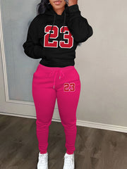 Letter Print Hoodie & Joggers Outfits 2 Piece Set