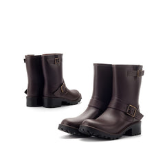 Women's Chunky Heel Rain Boots Waterproof Mid Calf Booties