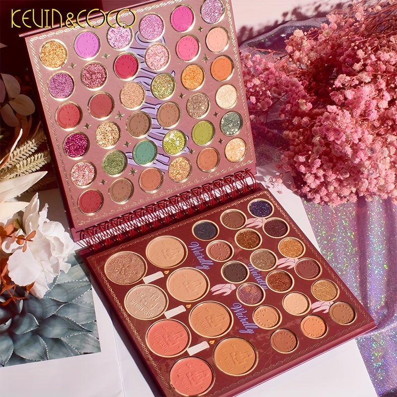 Long-Lasting 62-Color Eyeshadow Palette - Pearly Matte & Bright Earth Tones