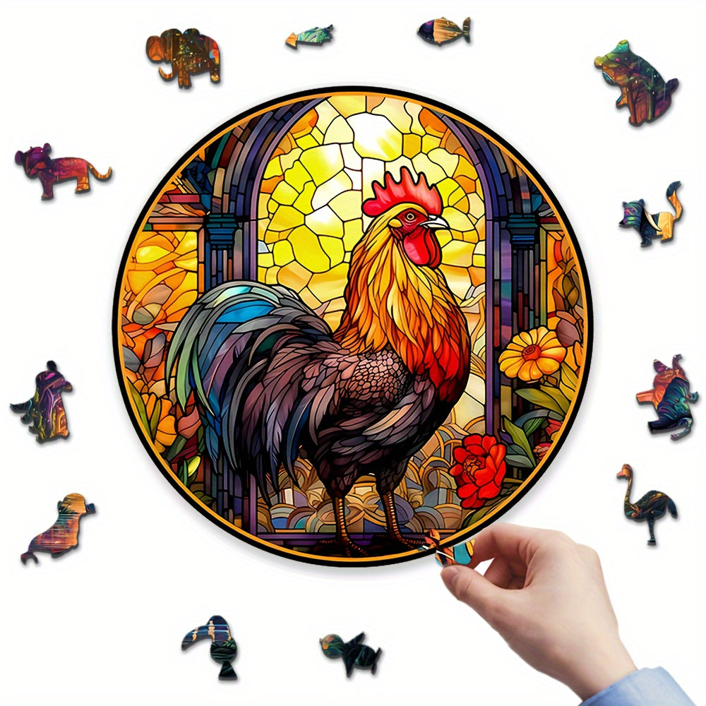 Rooster Wooden Jigsaw Puzzle High Difficulty Concentration Training