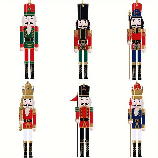 6pcs Acrylic Nutcracker Christmas Decoration Small Pendant Gift Bag Hanging