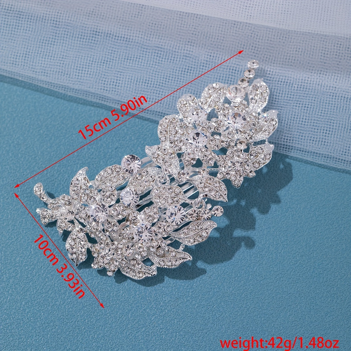 Silver Rhinestone Flower Hair Comb for Girls