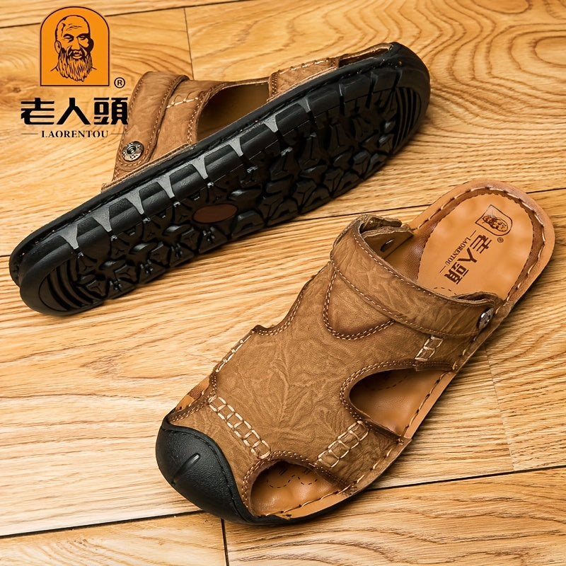LAORENTOU Men's Stitched Closed Toe Non Slip Slippers