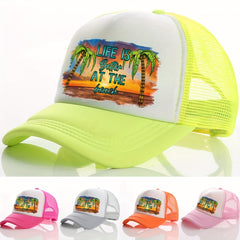 Summer Multicolor Hat Sunset Beach Print Hat For Men Men's Peaked Cap