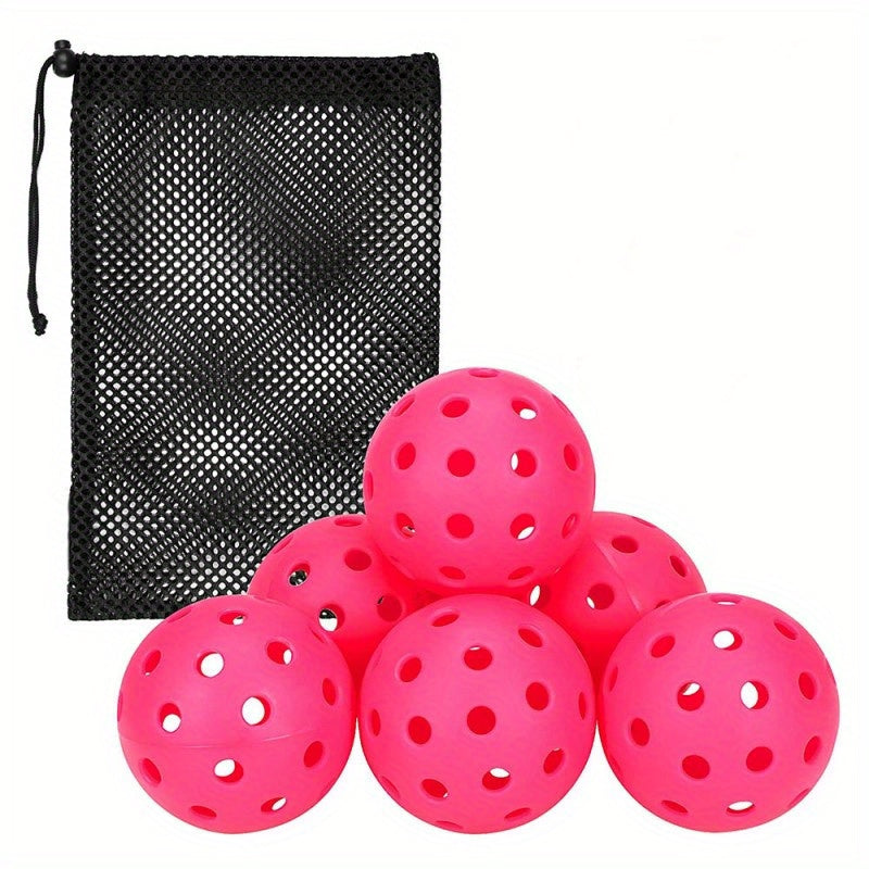 6pcs 40 Hole Pickleball Set with Mesh Bag