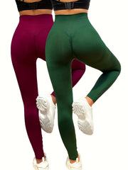 2pcs Yoga Seamless Butt Lifting Leggings High Waist Sports Workout Pants
