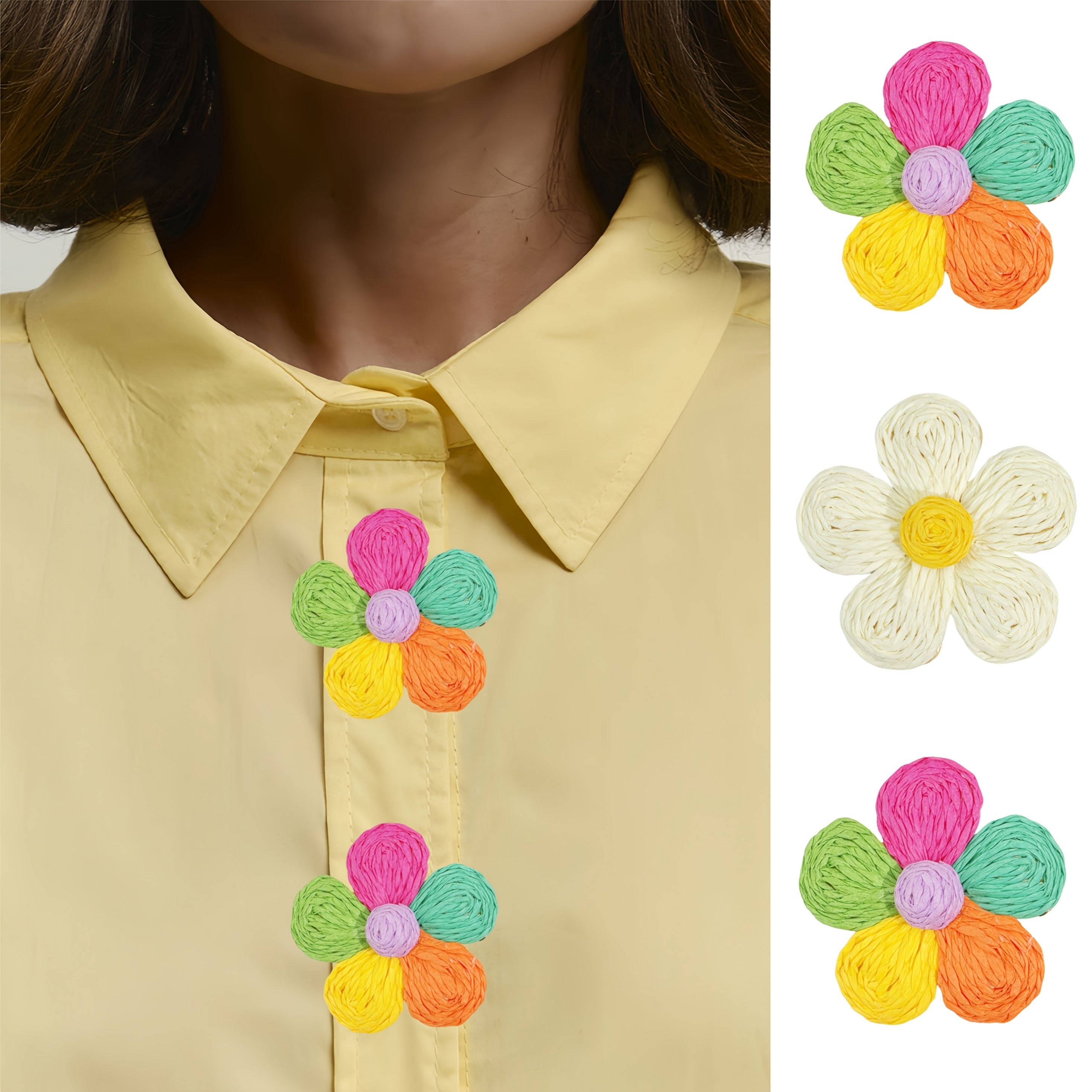 2pcs Floral Shirt Button Covers Multicolor Flower Business Wedding