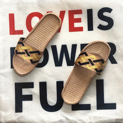 Men's Linen Non Slip Slides Comfortable Quick Drying Slides