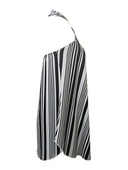 Cross Front Halter Neck Top All Over Print Backless Halter Summer Women's Clothi